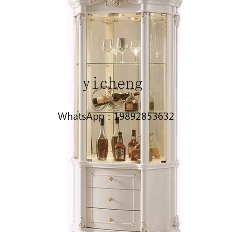 G1   luxury gold-painted glass wine cabinet against the wall American display cabinet Household dining side cabinet