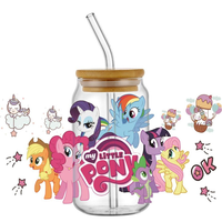Miniso 3D UV DTF Cup Wrap for 16oz Pony Decal UV DTF Transfer Sticker DIY Washable Mug Decal Sticker Custom Logo