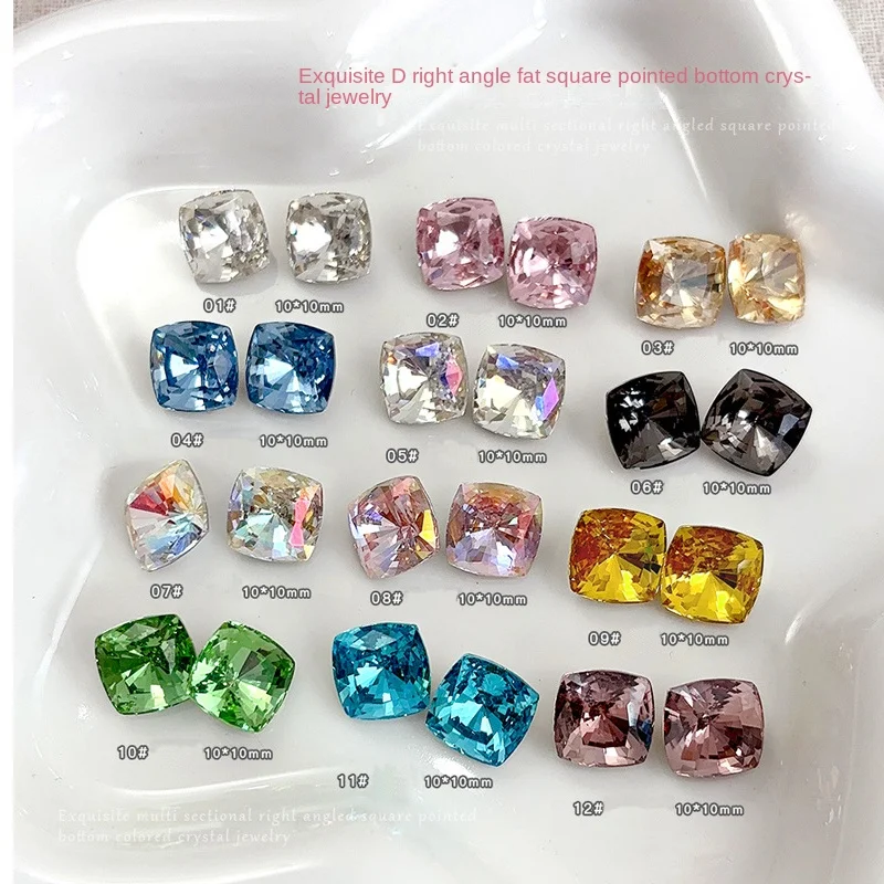 

10mm Square Crystal Crystal Nail Art Rhinestone Angle Oval Pointed Bottom Nail Diamond Manicure Decorations