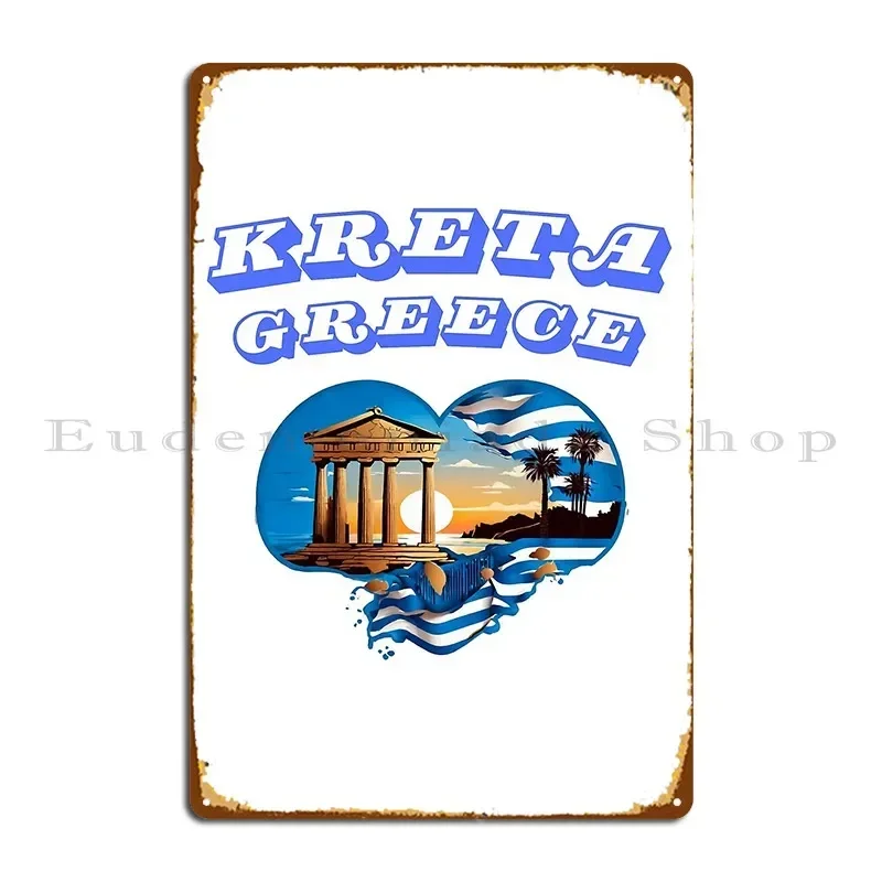 Crete Greece Metal Plaque Poster Custom Garage Classic Wall Decor Wall Cave Tin Sign Poster