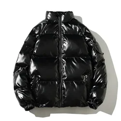 Homens e mulheres parka 2024 inverno calor engrossado com capuz impermeável puffer jaqueta casaco sólido casual streetwear à prova de vento outwear