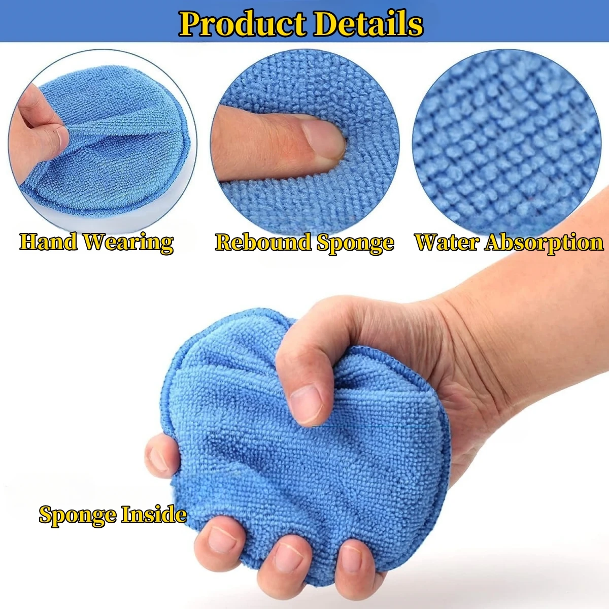 Microfiber Car Applicator Pads Advanced Square Car paint Polishing and Waxing Sponges Cars Paint and cockpit Detailing Care Tool