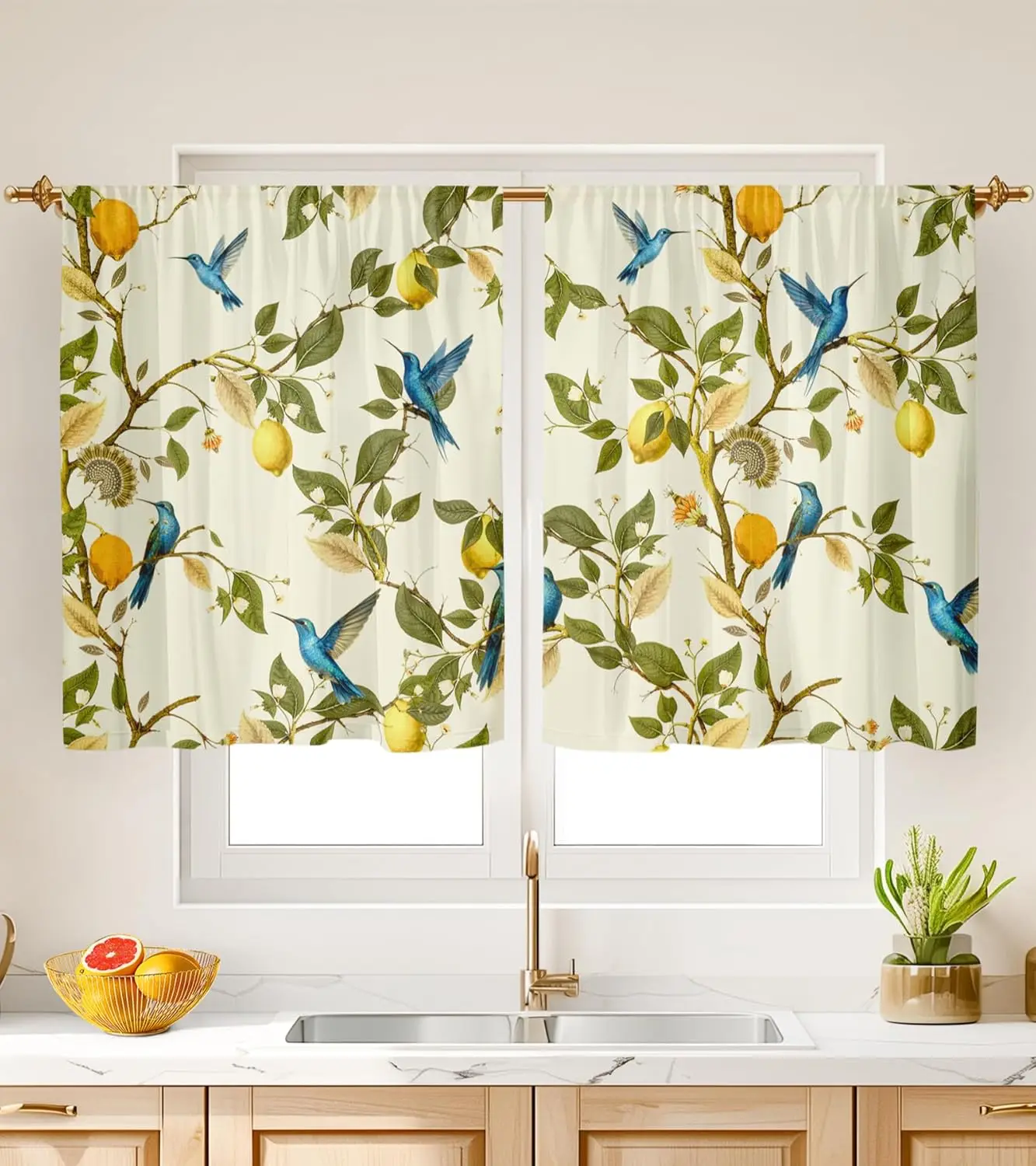 MAMUSE Kitchen Curtains Over Sink - Cortinas para Cocina Cafe Basement Farmhouse Short Mini Curtain for Bathroom Window Summer