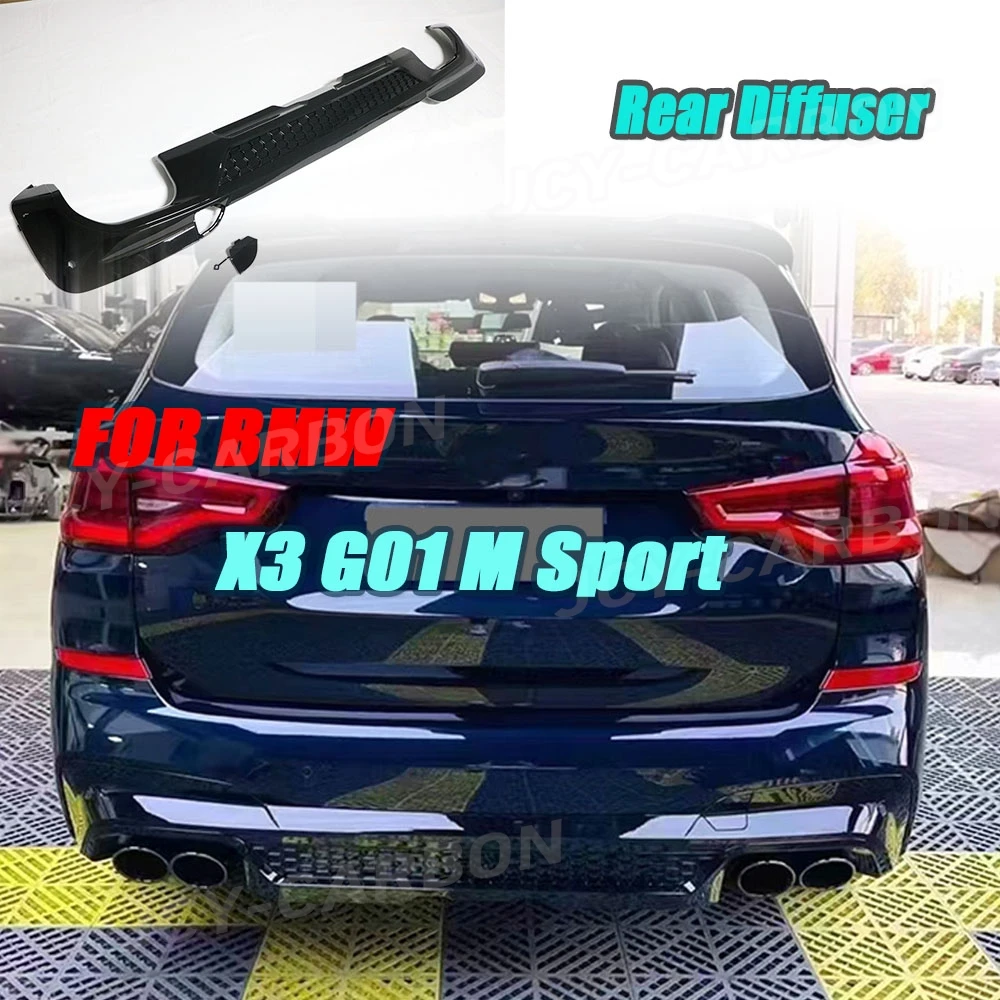

JCYECF Carbon Look ABS OO-OO Rear Bumper Lip Diffuser For BMW X3 G01 M Sport 2018 - 2021 Gloss Black Rear Diffuser Bumper Lip