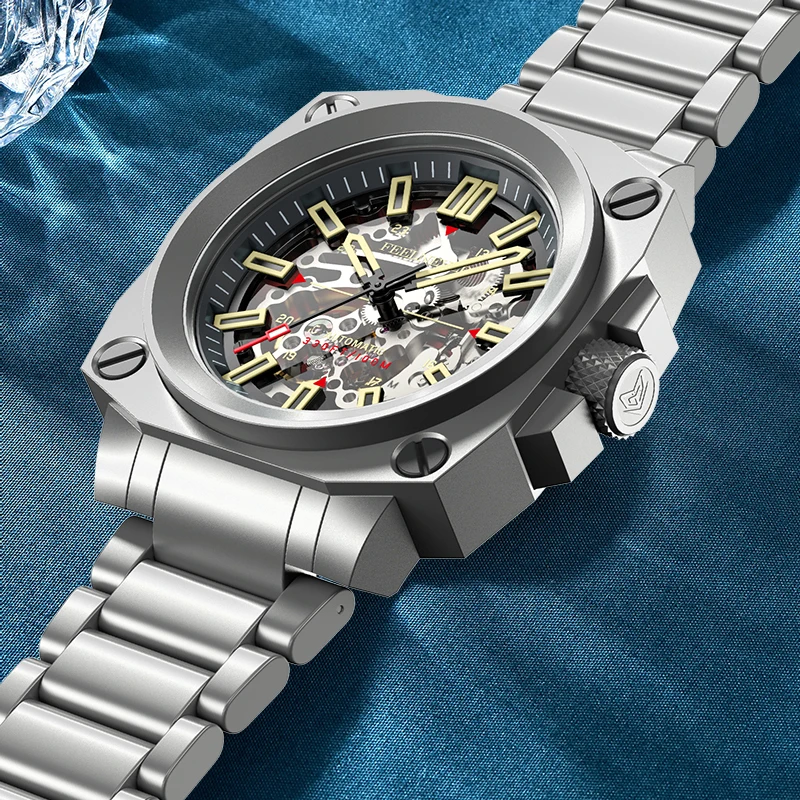 FeelNever, reloj mecánico de la mejor marca, relojes deportivos informales con banda de acero inoxidable y esqueleto, relojes automáticos para hombres, relojes luminosos impermeables