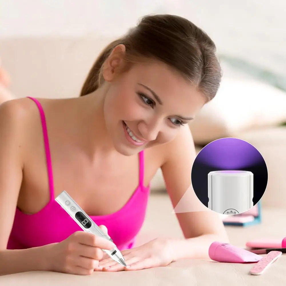 Rechargeable Nail Drill Cordless Nail Drill Electric Nail Drill Kit with 4 Bits 3-speed Portable Uv Lamp Cordless for Manicure
