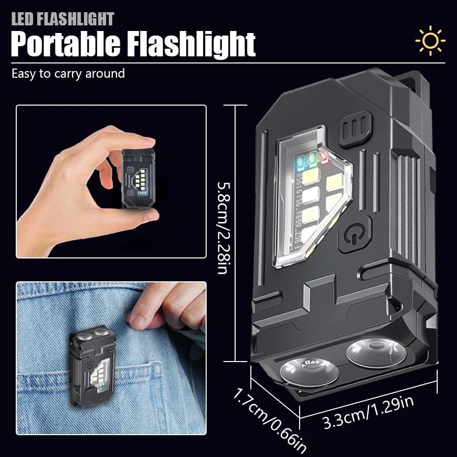 Mini Keychain EDC Flashlight - Rechargeable Magnetic Torch Light with Pen Clip & Hat Clip, Super Bright Lamp for Outdoor/Fishing image 5