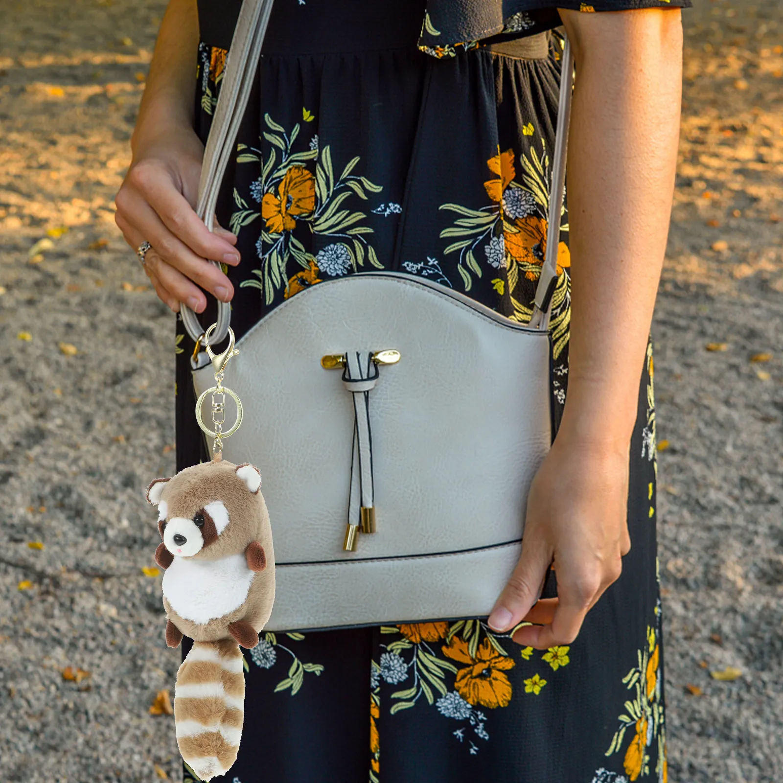 

Decorative Cute Keychain Bag Pendant Soft Stuffed Raccoon Keyring Keychain Accessories Backpack Charm Key Chain