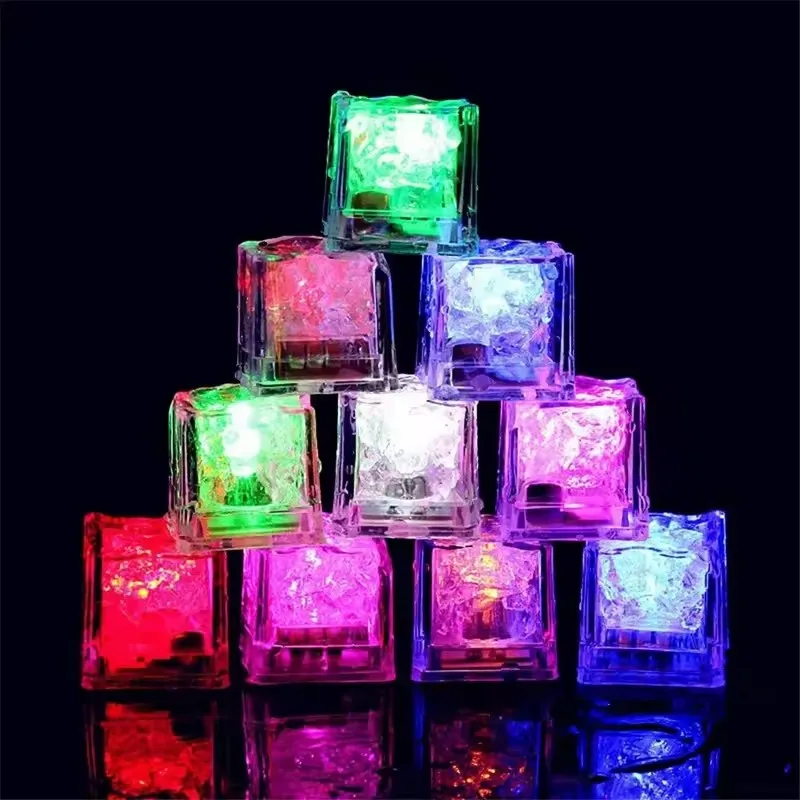12pcs Led Ice Cube Waterproof Multicolor Flashing Glow in The Dark Ice Cube for Wedding Party Wine Bar Drinking Atmosphere Decor
