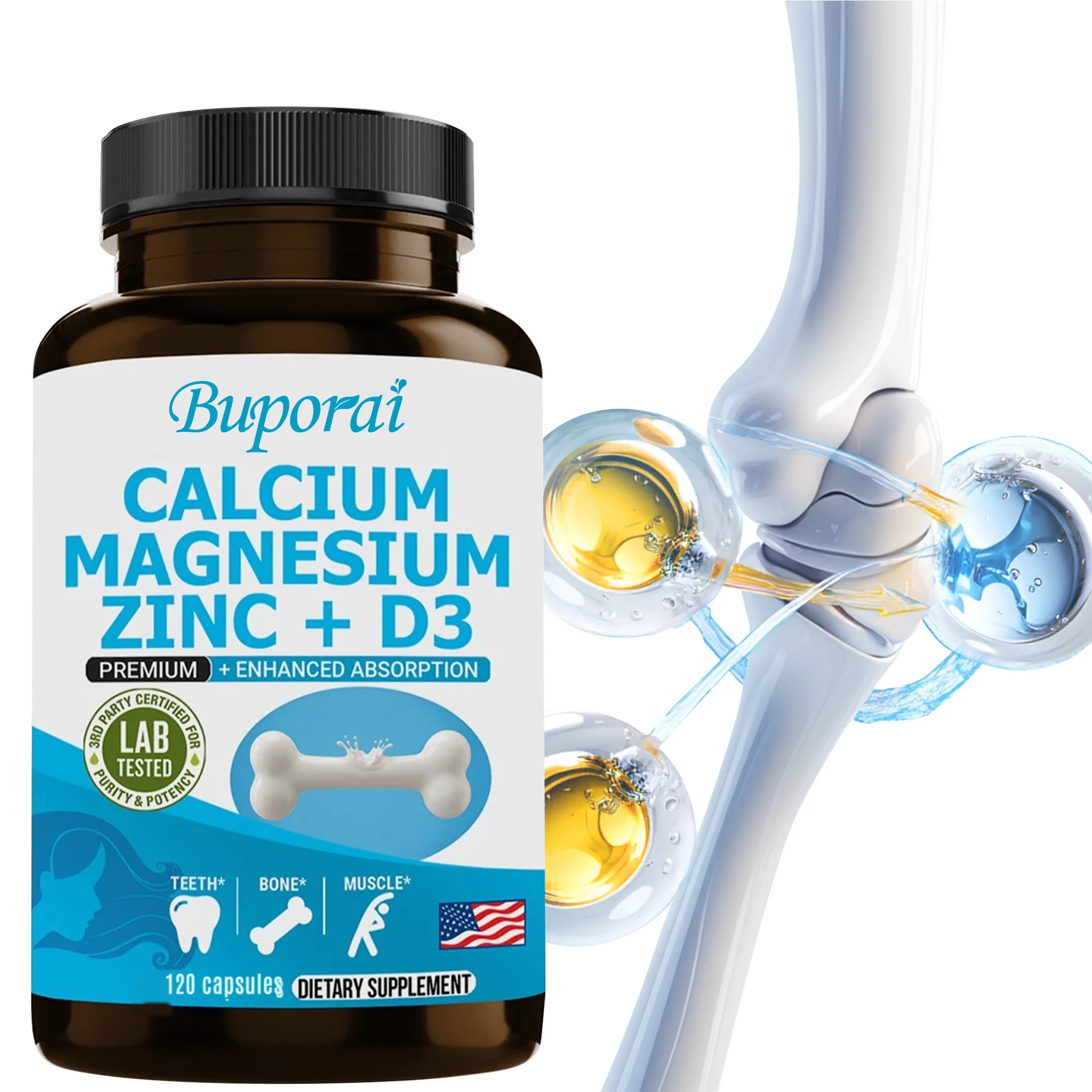 

Calcium, Magnesium, Zinc and Vitamin D3 - Teeth, Muscle and Immune Health, Vitamin & Mineral Supplement, Supports Bone Strength