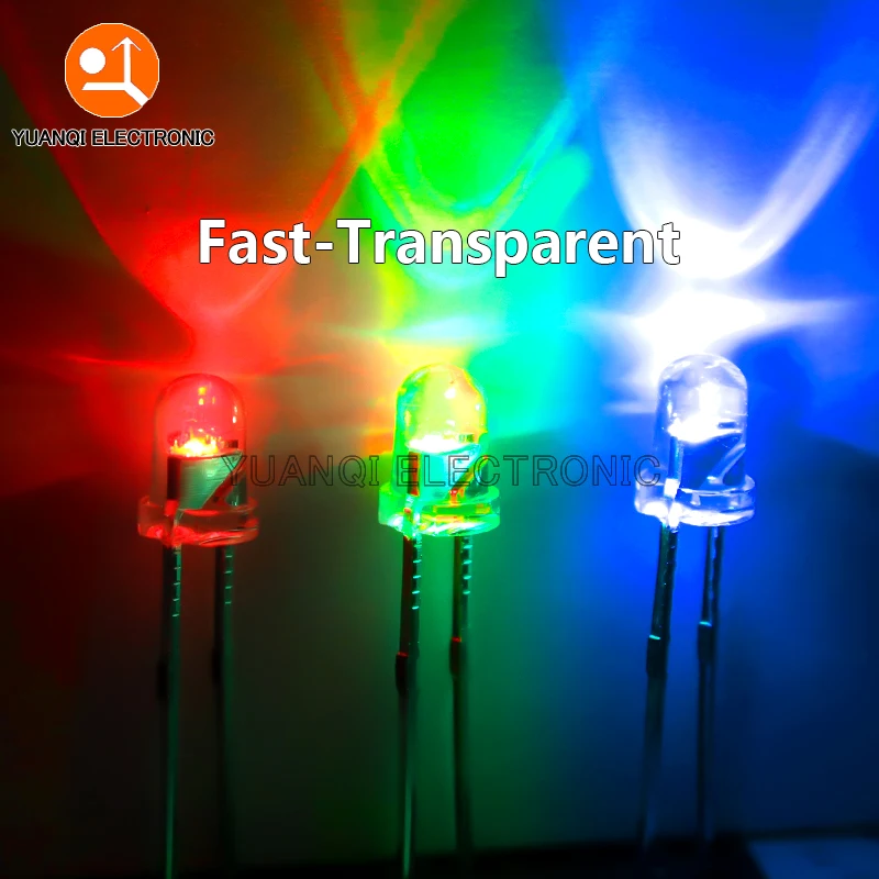 50pcs F3 3mm Fast / Slow RGB Flash Red Green Blue Rainbow Multi Color Light Emitting Diode Round LED Full Color DIY