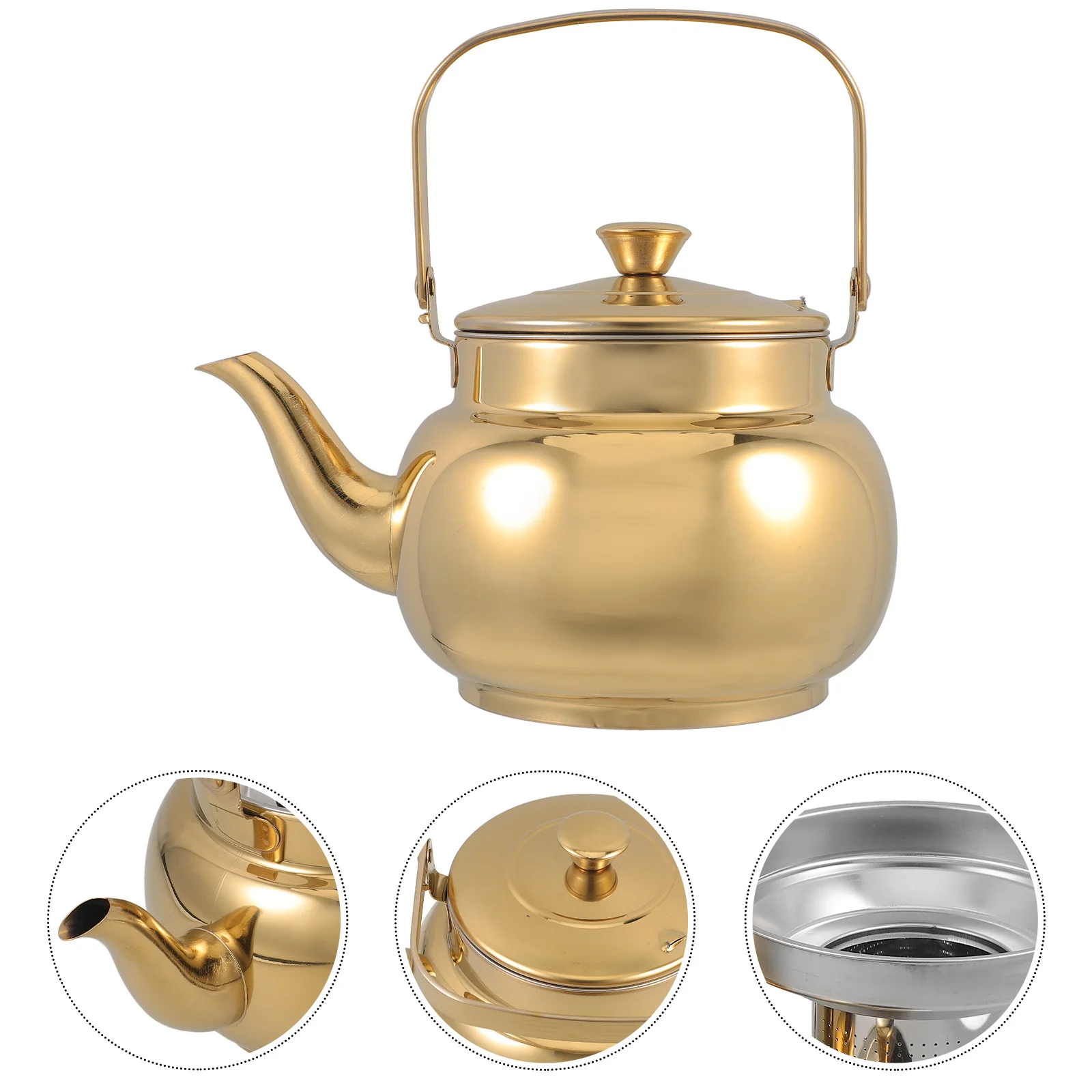 

1pcs Stainless Steel Tea Kettle 1.5L Household Kitchen Water Boiler For Induction Stove Gas Cooktop Camping Tea Brewer