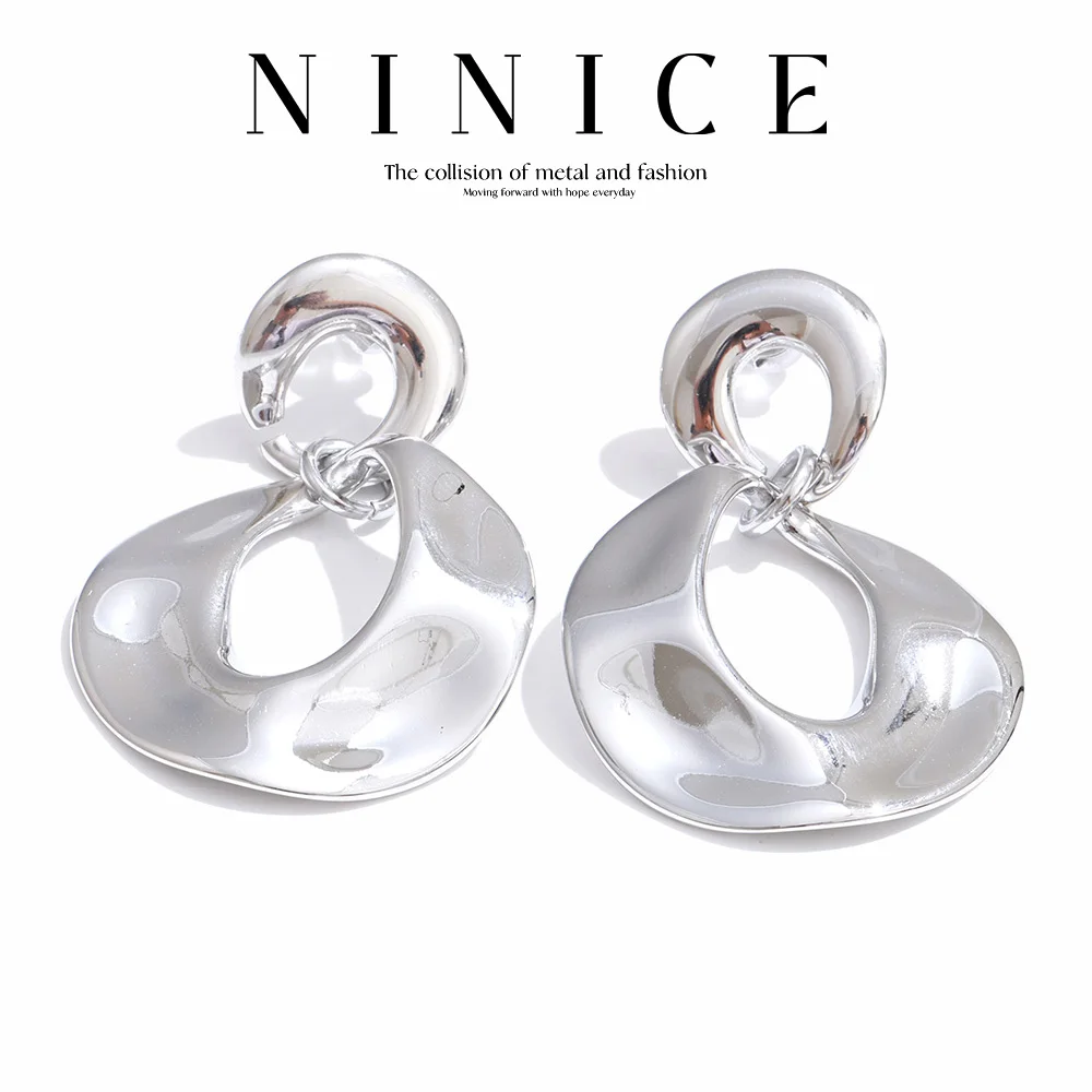 NiNice Stainless Steel Round Earrings with Unique Design Personalized Jewelry Selected Gifts Wholesale