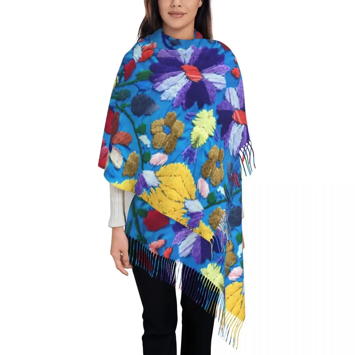 Customized 3D Print Red White Mexican Flowers Scarf Men Women Winter Warm Scarves Textile Floral Art Shawls Wraps