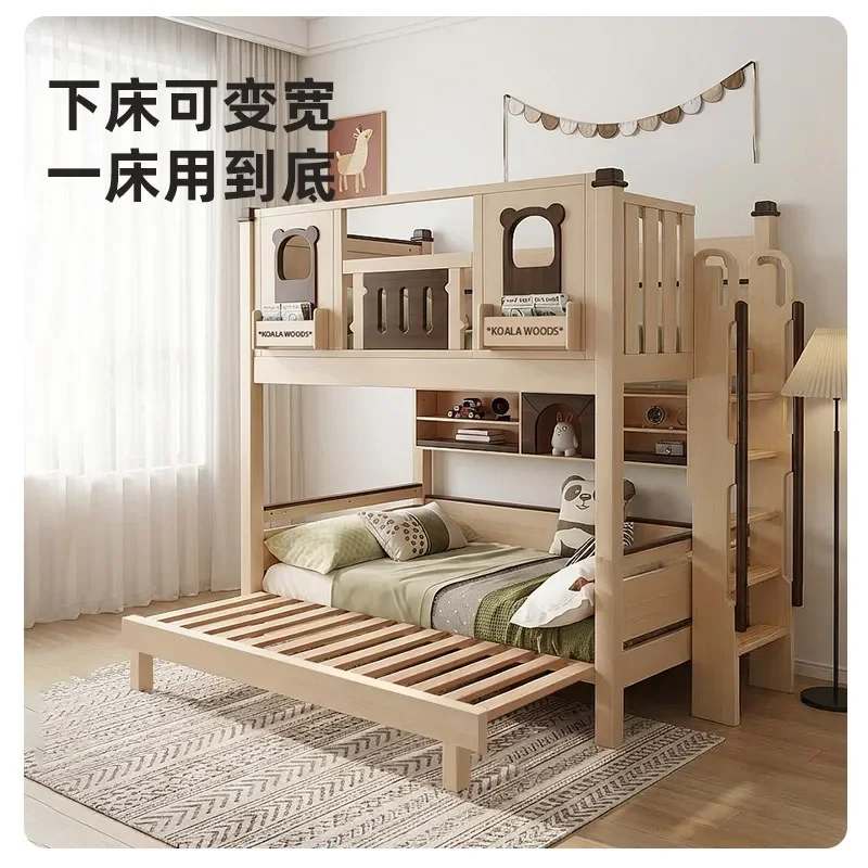 for Light Luxury Retractable Bunk Beds for Kids Solid Wood Upper and Lower Bunks 1.2m for Small Apartment Siblings Space