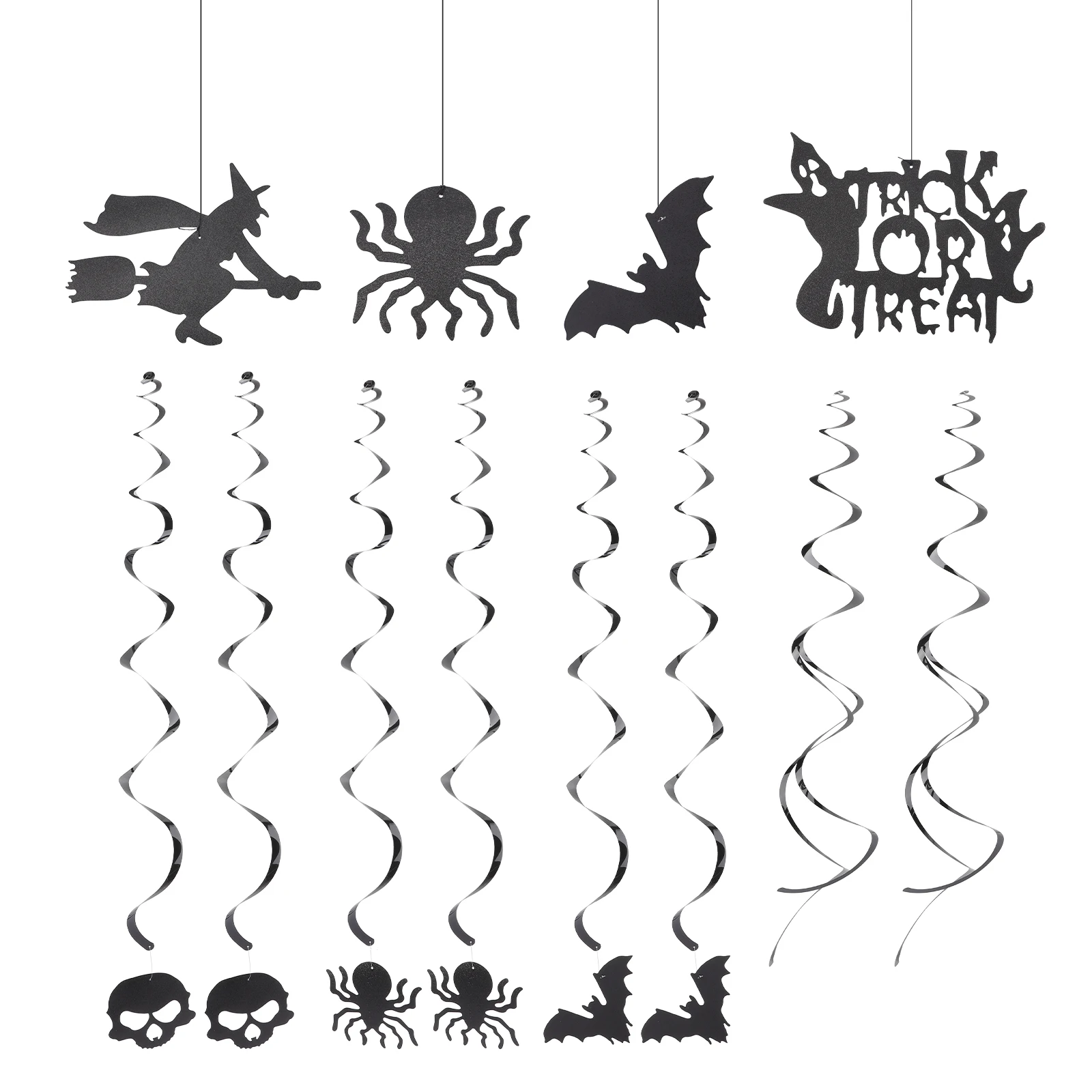 

1 Set Halloween Spiral Hanging Decorations Bat Spider Skull Swirls Party Streamers Indoor Ceiling Wall Horror Birthday Ornament