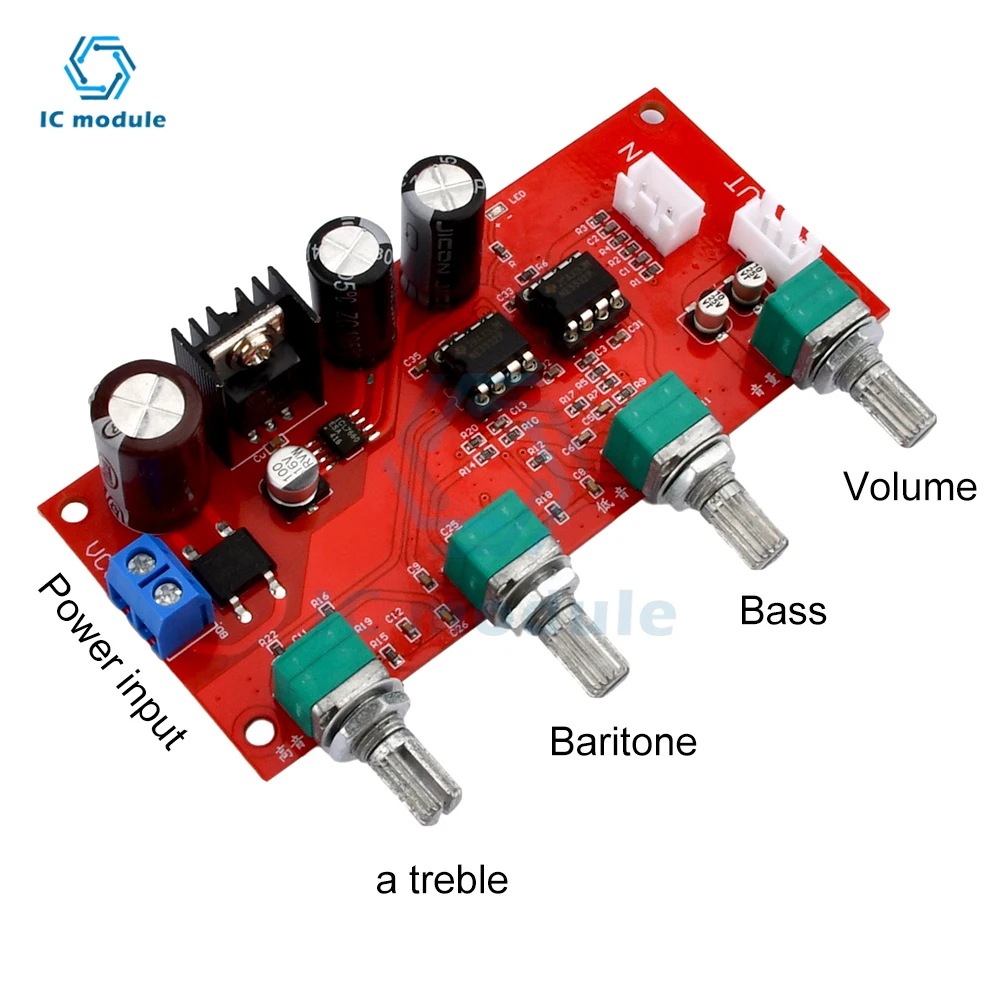 NE5532 Preamp Amplifier Board HIFI Stereo Volume Tone Control Pre-amp Preamplifier Treble Midrange Bass Single Powe