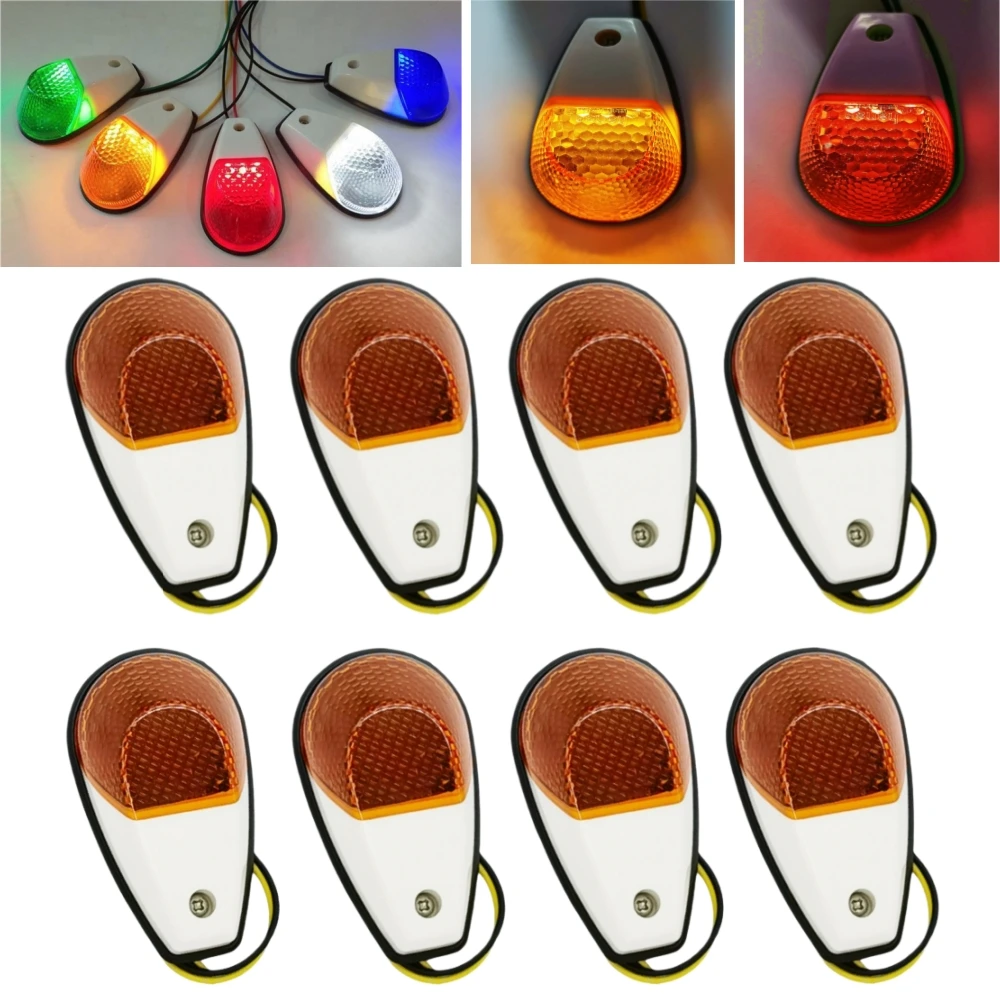 

8 шт. светодиодных белых боковых габаритных фонарей для автомобиля, фургона, грузовика, прицепа, 12В-24В, водонепроницаемые боковые светильники