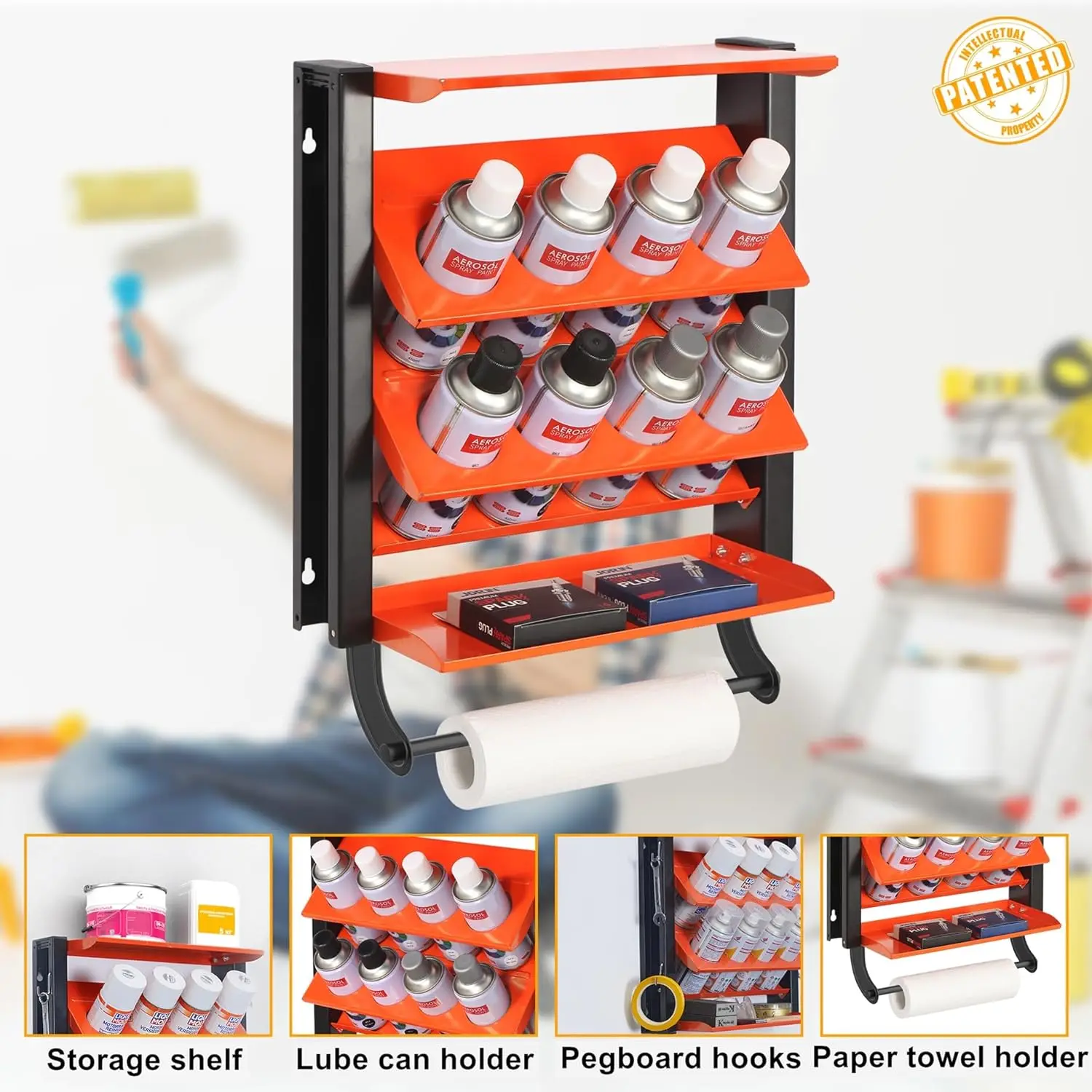 Spray Can Tool organizer Rack 3 Layers Wall Mount Heavy Duty Tool Shelf Spray Bottle Holder Workshop Garage Tool Storage Cabinet