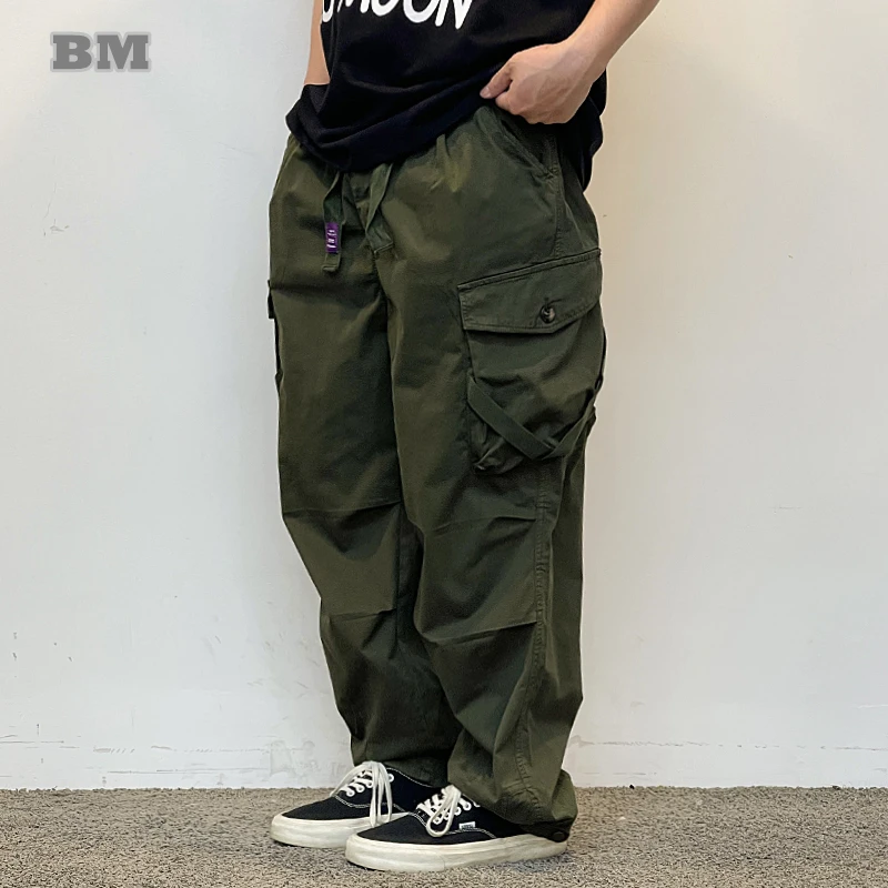 American Vintage High Quality Cargo Pants Men Clothing Japanese Streetwear Multi-Pocket Straight Trousers Harajuku Baggy Pants