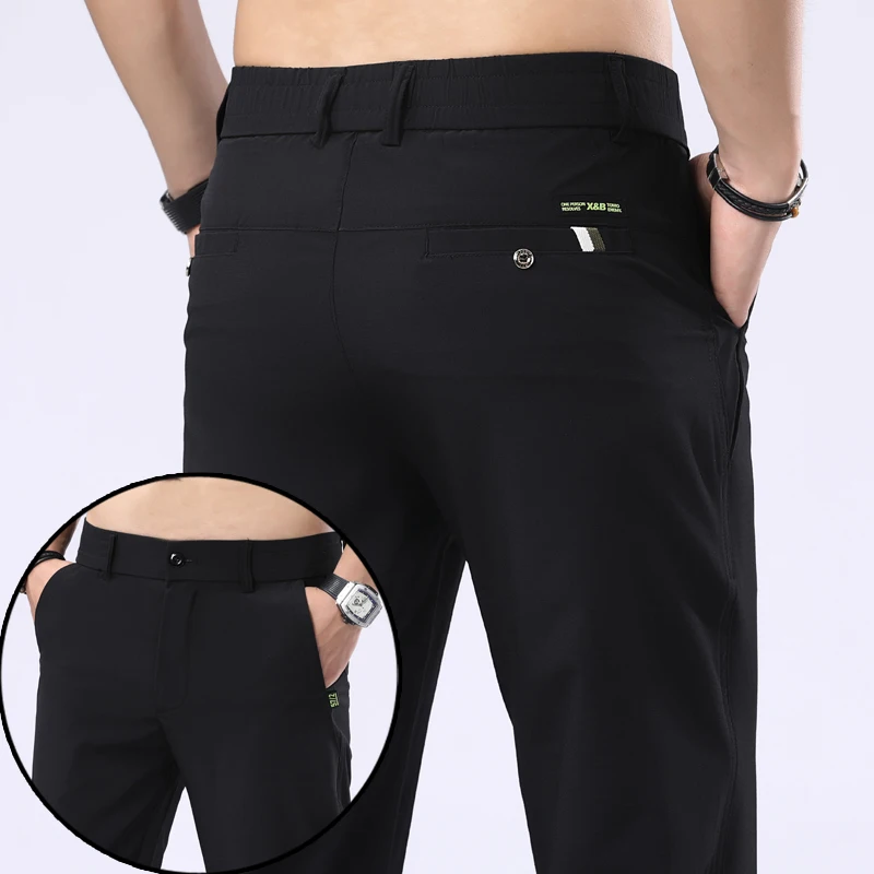 

Spring Summer Ultra-thin Casual Pants Men's Straight Fashion Korean Business Trousers Stretch Cotton Breathable Man Pants