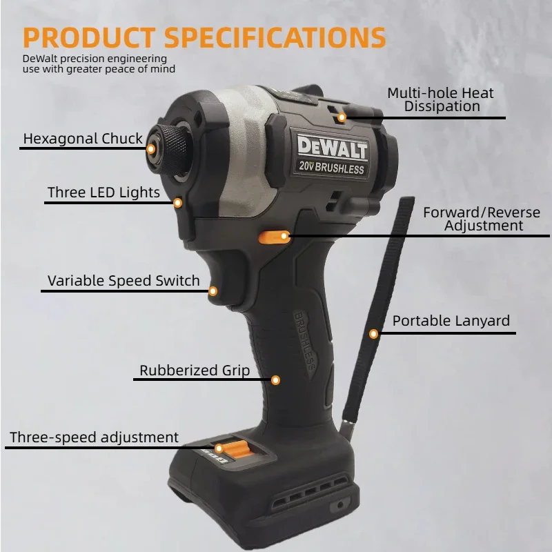 

DeWalt DCF850M Бесщеточная литиевая электрическая отвертка Электрическая дрель Деревообрабатывающая отвертка Ударная дрель Регулируемая скорость