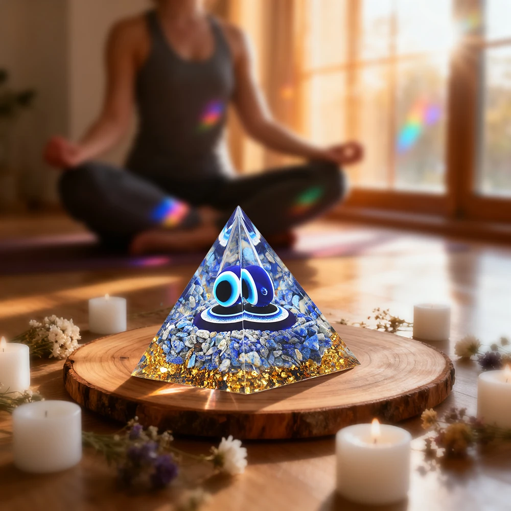 Orgone Crystals Pyramid for Positive Energy Crystal Pyramids for Relieves Stress Chakra Promote Luck, Wealth and Success