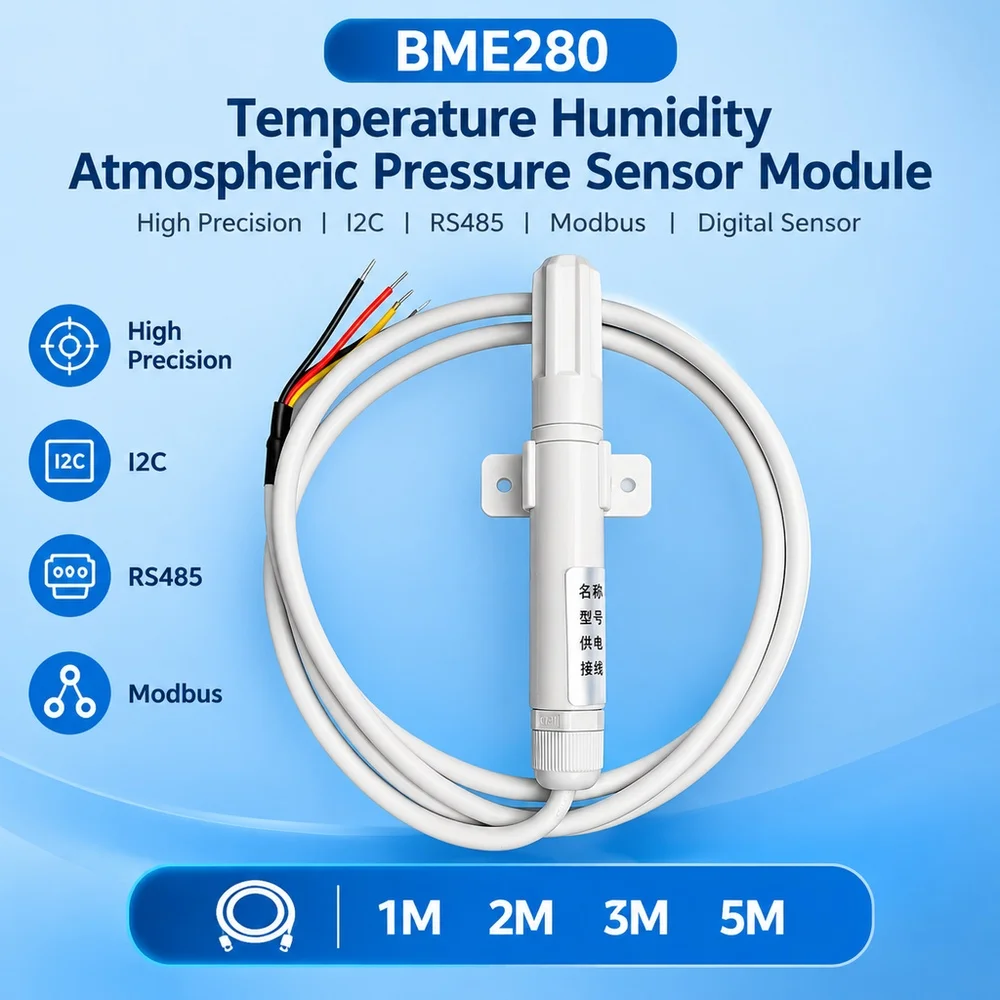 BME280 Temperature Humidity Atmospheric Pressure Sensor Module High Precision I2C RS485 Output Modbus Digital Sensor1M 2M 3M 5M