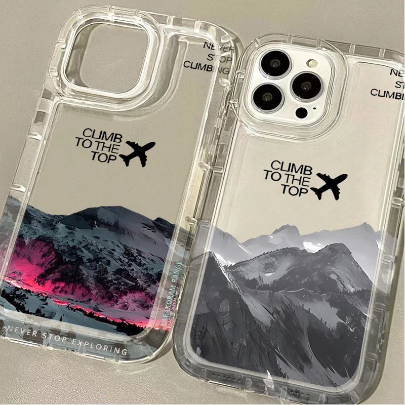 Snow Mountain Peak Aircraft Soft Silicone Case For iPhone 16 15 14 13 12 11 Pro Max XS X XR 8 7 Plus SE 2020 Shockproof Cover