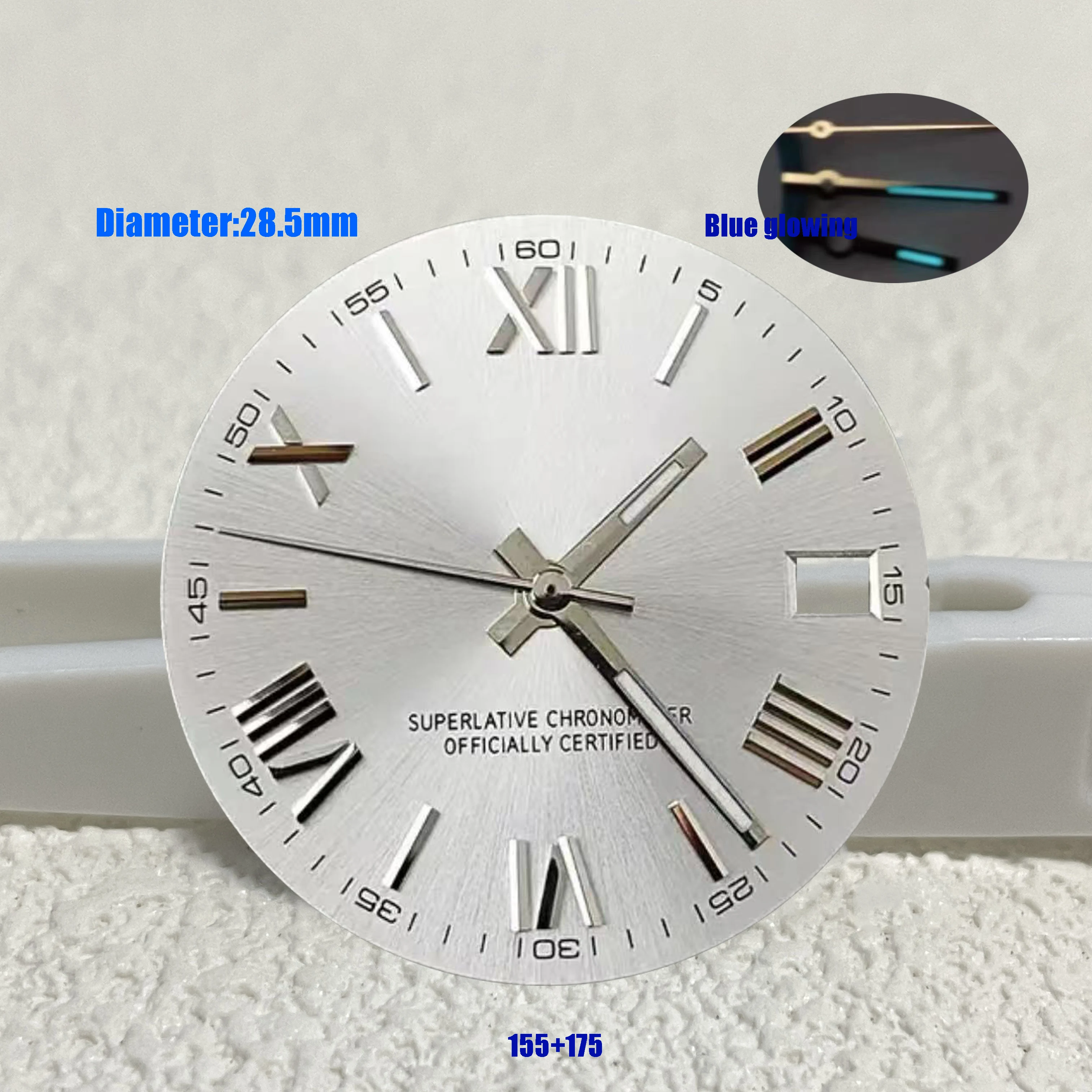 28.5mm NH35 S Logo Dial Rose Gold Chocolate Roman Dial For NH35 Movement 60 Digit Scale Roman Date_Just S Dial NH35 WatchMods