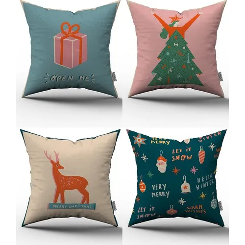 057 Digital Christmas Printed Pillowcase. Decorative Colorful 4-piece Cushion Set. 43x43 cm. Home, office Use and Gift.