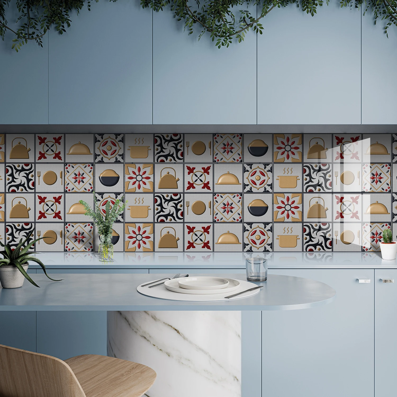 European Style Crystal Thickened Wall Stickers Self-Adhesive Kitchen And Bathroom Tile Stickers