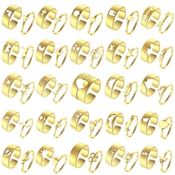 Stainless Steel Couples Rings Matching Double Promise Ring for Women Lovers Open Adjustable Ring Valentine's Day Gifts Wholesale