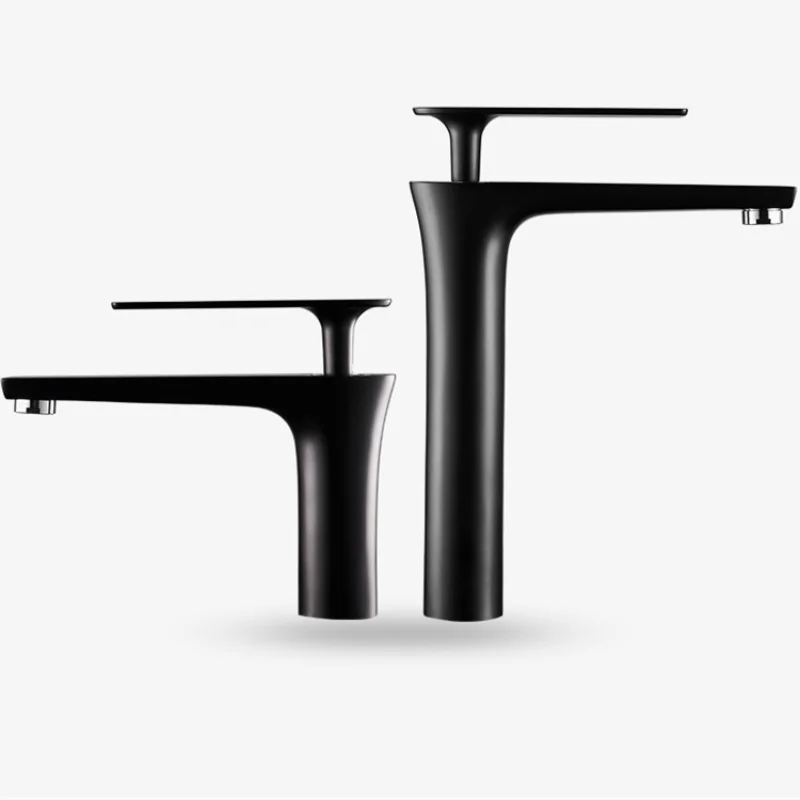 1/2,3/8 All Copper Black Gold Basin Faucet Sink Faucet Hot and Cold Faucet White Heightened  Bathroom
