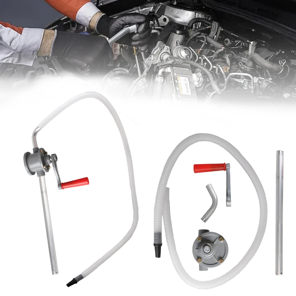 Car ​Manual Oil Pump Vacuum Hand Pumps Hand Crank Tools Gear Oil Injector Siphon Sucker Transfer Aluminum Car-styling Oil Hose