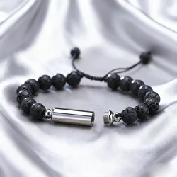 Bracciale da uomo, bracciali con perline di urna, ceneri umane o per animali domestici, gioielli per cremazione per uomo, gioielli commemorativi, regalo di amicizia