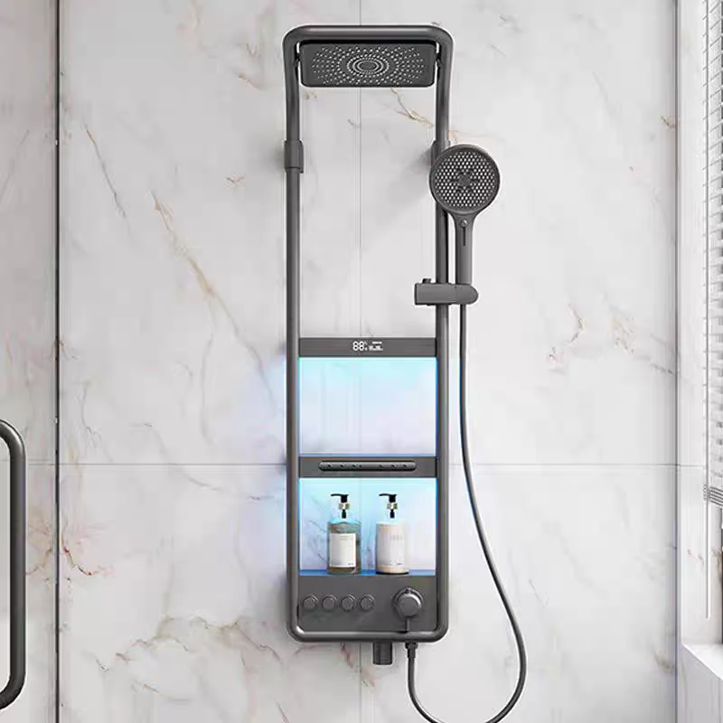 Contemporary Single-Function Matte Black Brass Rainfall Shower Faucet Square Handle Pause Jet for Hotels Home Use Ceramic Valve