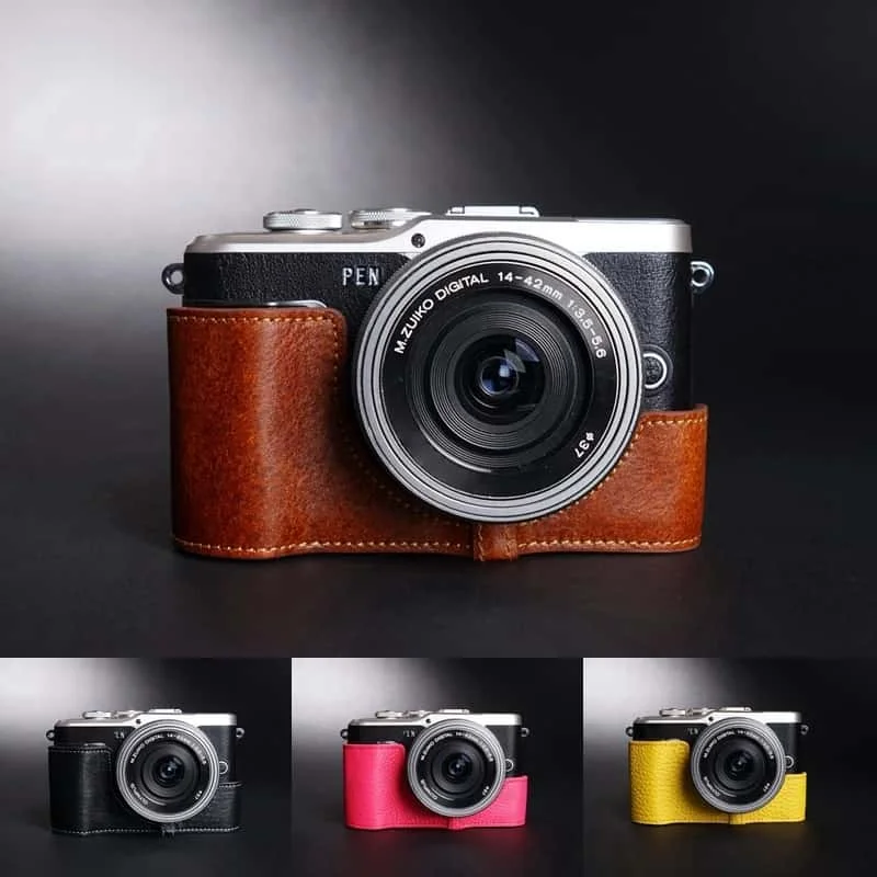 Handmade Genuine Leather Camera Half Case Cover Camera Bodysuit for Olympus EPL9 E-PL10