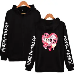 Hazbin Hotel Zip Hoodies para homens e mulheres, jaqueta bomber casual, streetwear, moletom, roupas plus size