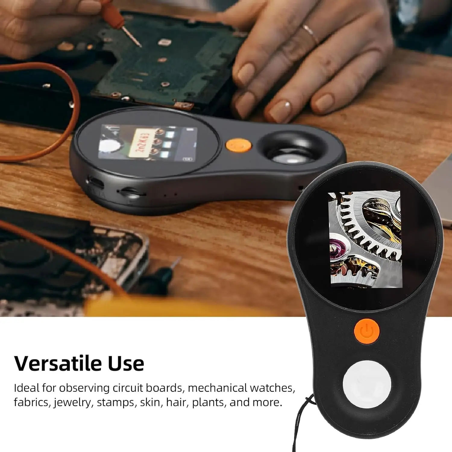 Macro Digital Microscope, 500X Digital Microscope Fixed Focus, Magnifying Glass with 2.0 Inch Screen, 2MP Pixels,Built in 8 LEDs