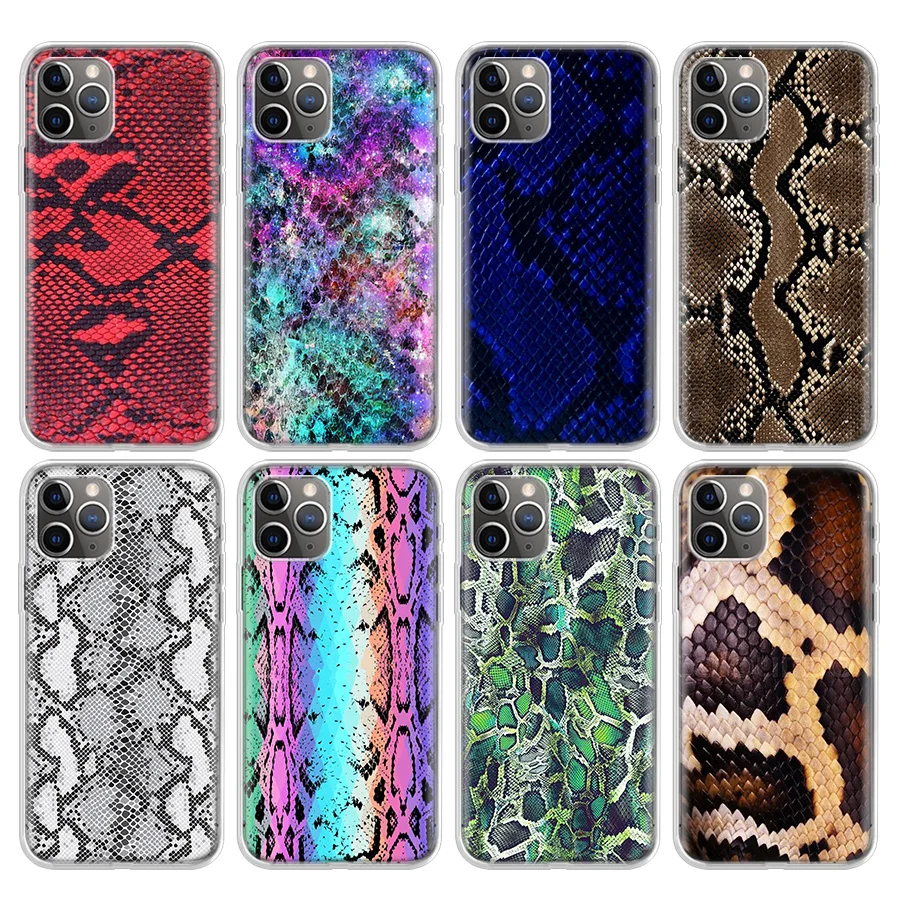 Pink Snake Skin DIY Printing Drawing Phone Case For Apple iPhone 11 13 14 15 16 12 Pro Max SE X XR XS 7 8 Plus Pattern Soft TPU 