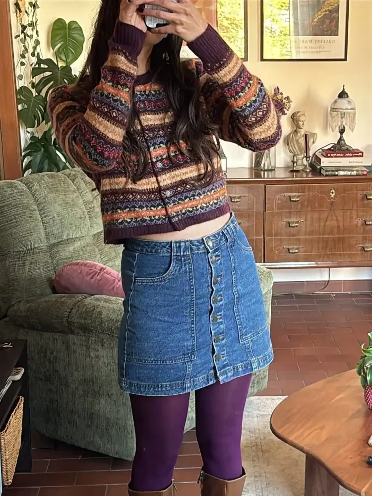 เสื้อคาร์ดิแกนถักลายทาง คอกลม แขนยาว ทรงหลวม ติดกระดุมแถวเดียว สไตล์ลำลอง สำหรับผู้หญิง ใส่ได้ทุกวัน
