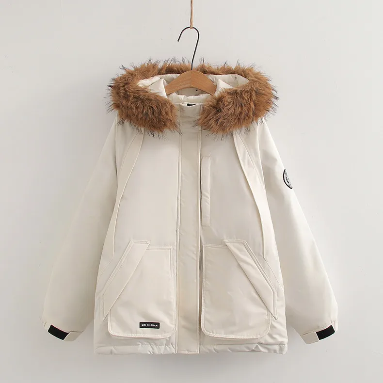 [Ready Stock] Giacca invernale da donna in cotone caldo spesso di alta qualità Parka da donna Capispalla addensato in cotone morbido leggero vintage giapponese