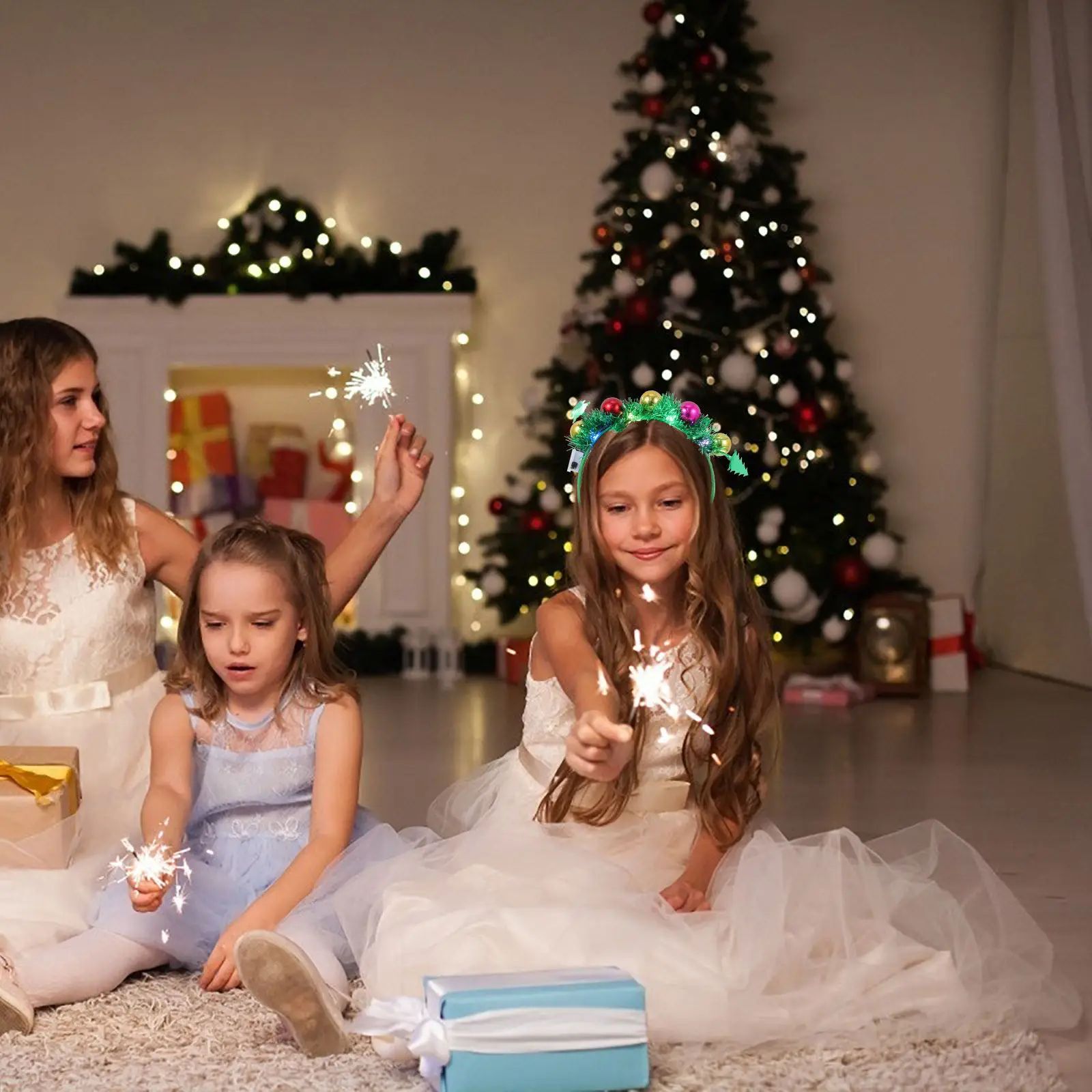 Christmas Ball Headband Set – 2pcs Festive Tree Hair Decor for Party, Costume & Performance