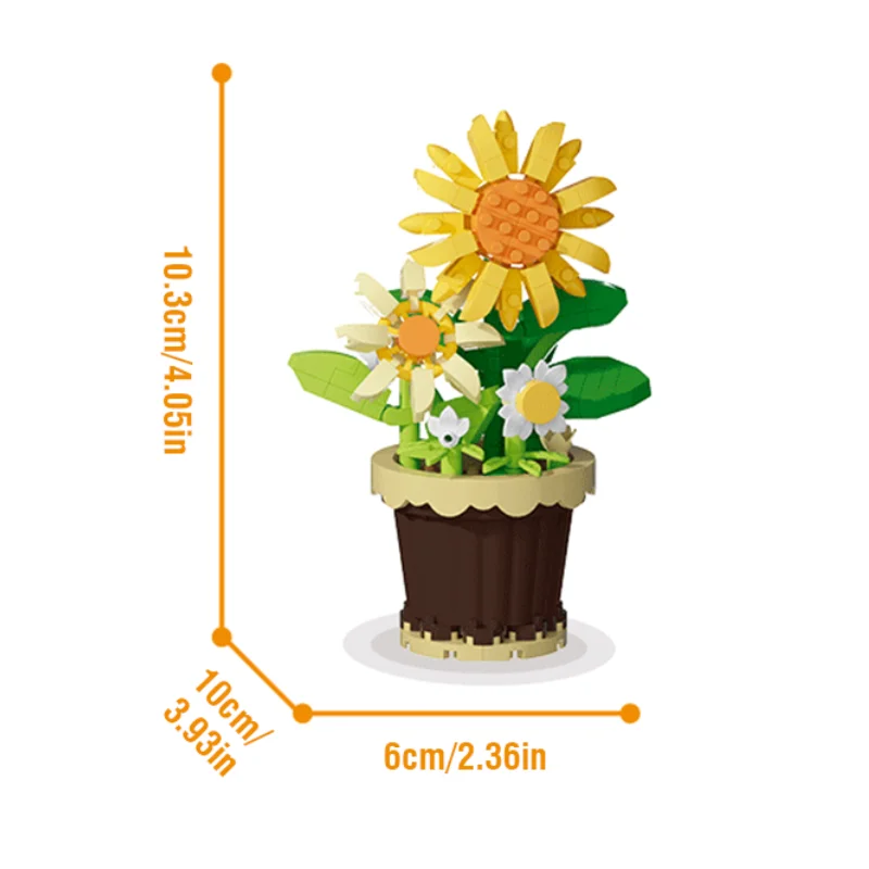 1PC Mini Succulent Flower Pot Building Blocks Simulation Flower Assembling Brick Model Kids Toys Home Decoration Collection Gift