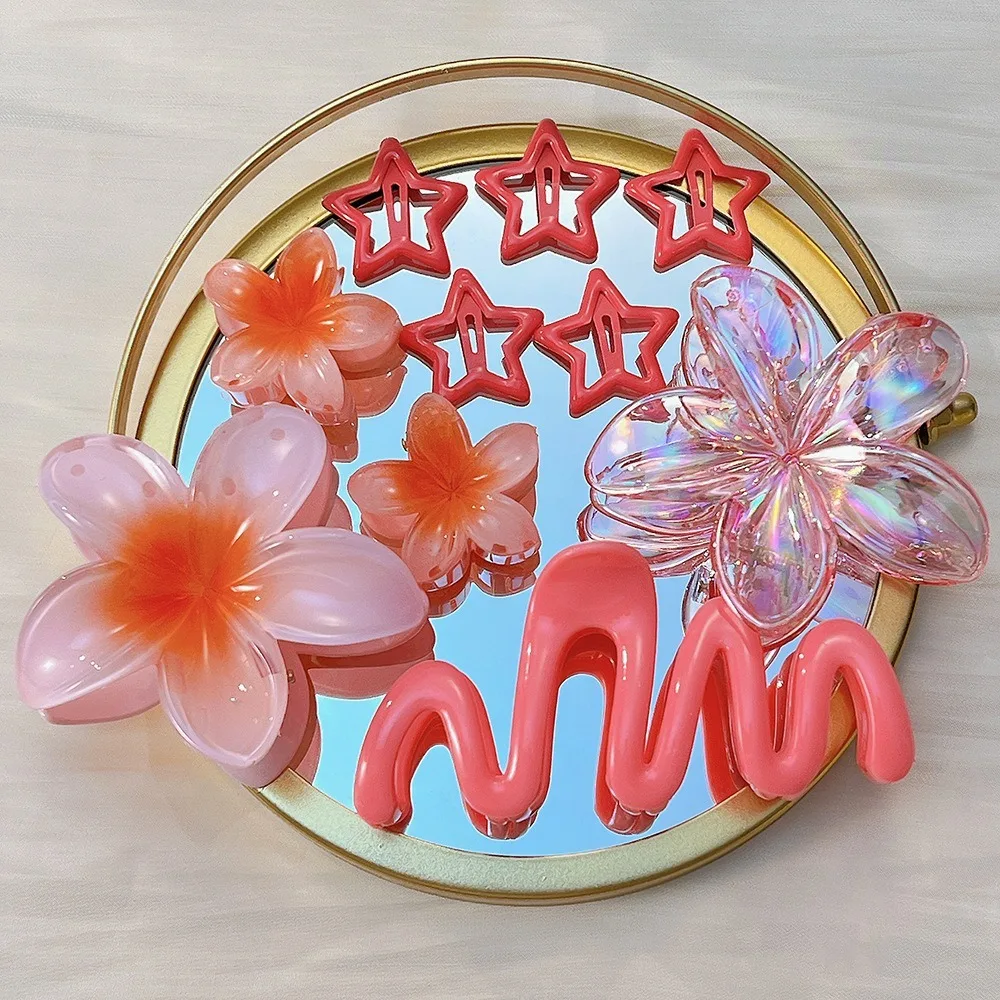 10 قطعة المتخصصة فريدة من نوعها البوهيمي عطلة نمط البيض زهرة مشبك شعر مجموعة للفتيات الدوبامين الراقية القرش كليب إكسسوارات الشعر #5