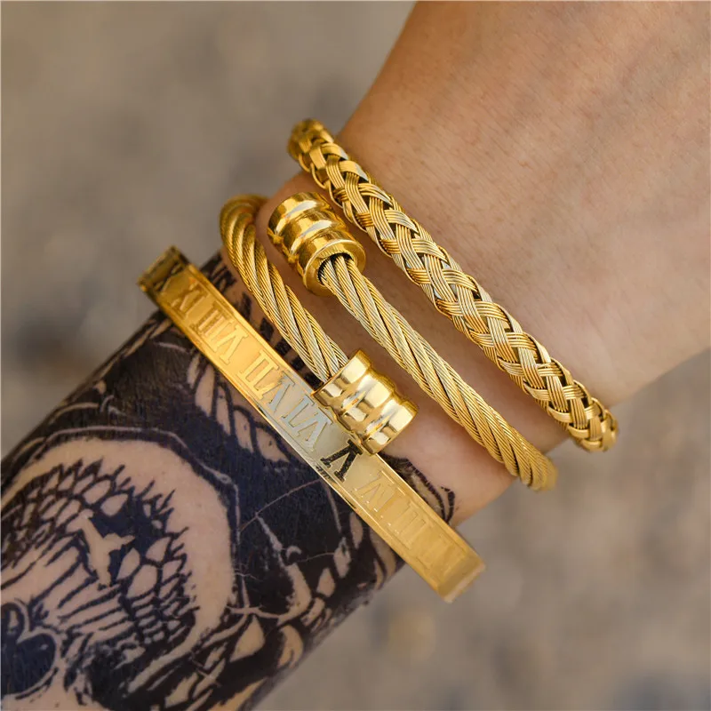 3Pcs Roman Numeral Braided Rope Bracelet Set of Three, Trendy Men's Accessories, Gift for Boyfriend on Birthday or Holiday