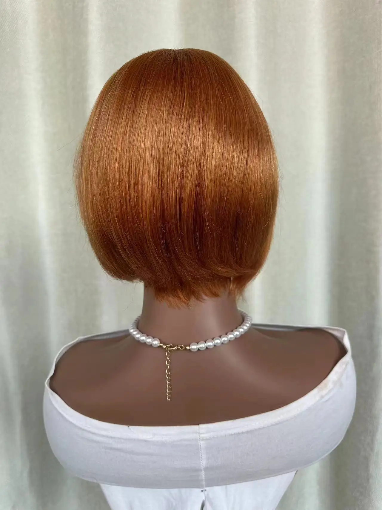 Colored Ginger Orange Human Hair Wigs Short Straight Bob With Bangs Wig For Black Women Brazilian Human Hair Machine made