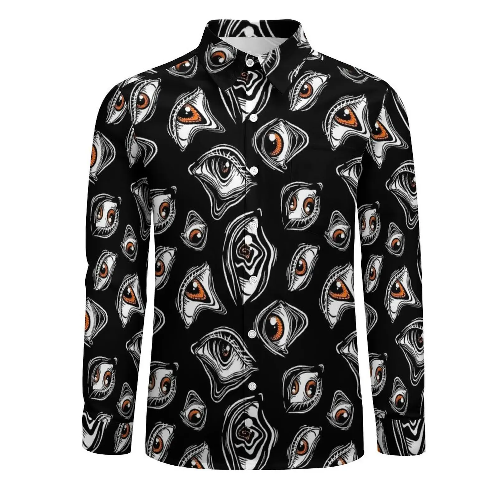 Abstract Evil Eye Casual Shirt Mens Trippy Eyes Harajuku Shirt Autumn Vintage Blouses Long Sleeve Graphic Oversized Tops