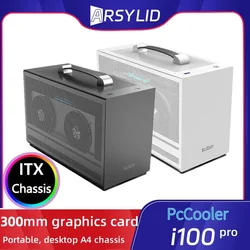 PcCooler I100 Pro A4-Gehäuse, kleines Desktop-Computergehäuse, unterstützt 300-mm-Grafikkarte, SFX-Netzteil, HTPC Mini ITX